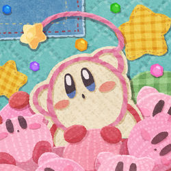 This is a pixiv picture whose title is 毛糸のカービィ.