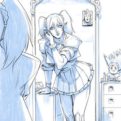 This is a pixiv picture whose title is 登校前におめかしをするJK花畑チャイカ.