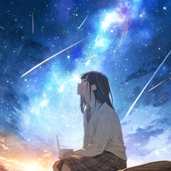 This is a pixiv picture whose title is あの日見た流星、君と死ぬための願い.