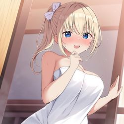 This is a pixiv picture whose title is 「…背中流そうか…？」.