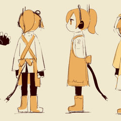 This is a pixiv picture whose title is レインコート(設定画とラフコンテ).