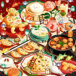 This is a pixiv picture whose title is 中華料理ランタン祭.