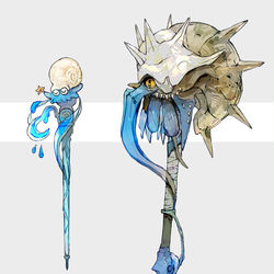 This is a pixiv picture whose title is オムナイト・オムスターモチーフの武器（ポケモン）.