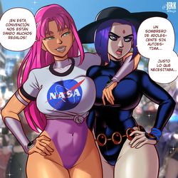This is a pixiv picture whose title is Raven & Starfire en ComicCon 2.
