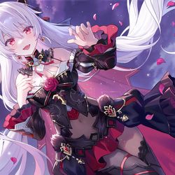This is a pixiv picture whose title is 赤い月に永遠の誓いを.