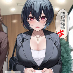 This is a pixiv picture whose title is 珍しくスーツ姿(？)のOLお姉さん.