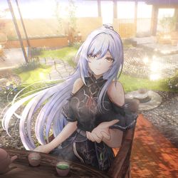 This is a pixiv picture whose title is 起得真早，來杯茶嗎.