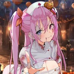 This is a pixiv picture whose title is ハロウィンゾンビナース ツインテちゃん2023.