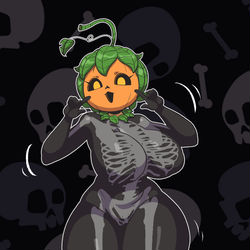 This is a pixiv picture whose title is Skeleton Pumpkin.