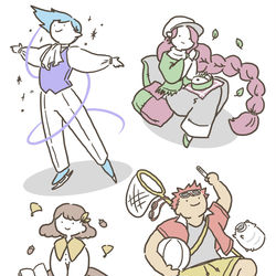 This is a pixiv picture whose title is 四季の人たち＋α.