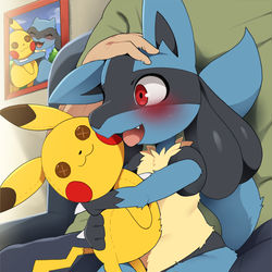 This is a pixiv picture whose title is 進化したてで自分の体を理解していないチビルカリオ.
