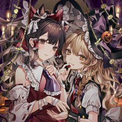 This is a pixiv picture whose title is ハロウィンレイマリ.