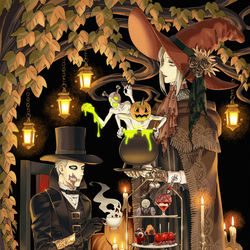 This is a pixiv picture whose title is 狩人のハロウィン.