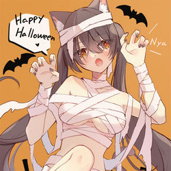 This is a pixiv picture whose title is ミイラにゃんこ.