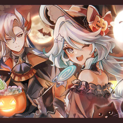 This is a pixiv picture whose title is ハロウィンー！！🎃🦇.