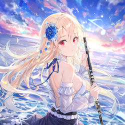 This is a pixiv picture whose title is 夜明けに舞う旋律.