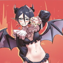 This is a pixiv picture whose title is Marin x Rukia 🎃.