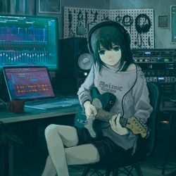 This is a pixiv picture whose title is 夜更け.