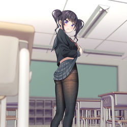 This is a pixiv picture whose title is 私のタイツが見たいの…？.