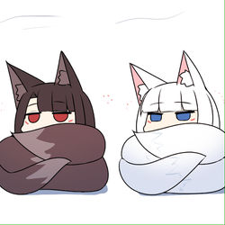 This is a pixiv picture whose title is 尻尾赤城と加賀.