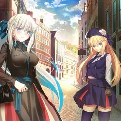 This is a pixiv picture whose title is キャストリアとモルガン様とお出かけ.