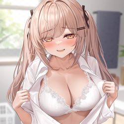 This is a pixiv picture whose title is 閉まんないと思ったら、これもしかしておにいちゃんのシャツかも….