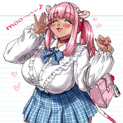 This is a pixiv picture whose title is 牛飼いちご【私立けものがおか学園】.