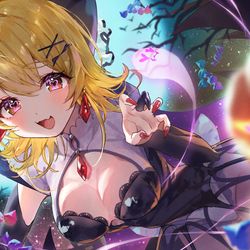 This is a pixiv picture whose title is 【hololive】夜空メル「かぷうぃん中毒」.