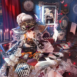 This is a pixiv picture whose title is 出せない手紙～吸血鬼魔女の目覚め～.