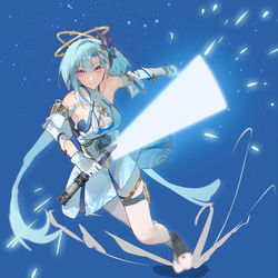 This is a pixiv picture whose title is 格蕾修·光剑劈子弹（中）.