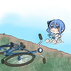 This is a pixiv picture whose title is すいちゃんは自転車下手っぴ民.