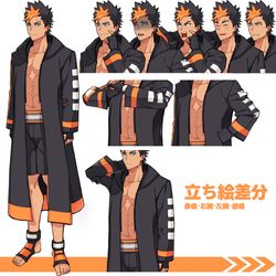 This is a pixiv picture whose title is 【立ち絵素材】成人男性08：格闘家.