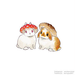 This is a pixiv picture whose title is 🐰うさ吸い注意報🍄.