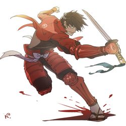 This is a pixiv picture whose title is 前のめりになって剣を構えて戦うポーズ.