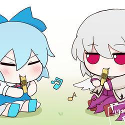 This is a pixiv picture whose title is ふもサグメ＆チルノ.