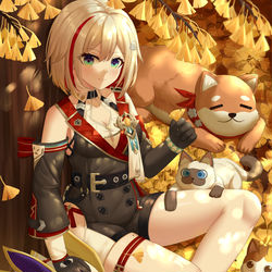 This is a pixiv picture whose title is 秋日休闲 托帕账账和宠物qwq.