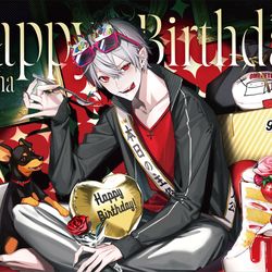 This is a pixiv picture whose title is 🎉🎂🦇.