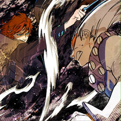 This is a pixiv picture whose title is マクロ神とミクロ神の闘い.