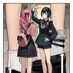 This is a pixiv picture whose title is 見た目地雷系な女の子の争い.