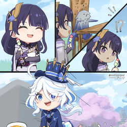 This is a pixiv picture whose title is Furina stealing yae miko.