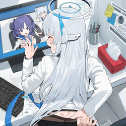 This is a pixiv picture whose title is 「こんにちは。ユウカちゃん。いいえ、忙しくないです」.