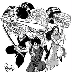 This is a pixiv picture whose title is 幽遊白書×ONE PIECE.