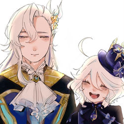This is a pixiv picture whose title is 夕暮れに2人で.