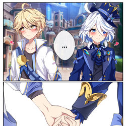 This is a pixiv picture whose title is Aerina hand holding.