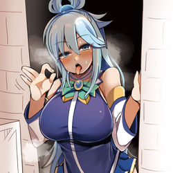 This is a pixiv picture whose title is 路地裏で浄化してくれるアクア.