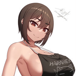 This is a pixiv picture whose title is 裸エプロンどたぷん.