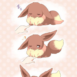 This is a pixiv picture whose title is イーブイの首モフを触ると幸せになれる.