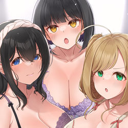 This is a pixiv picture whose title is 【335+】　「誰と一番シたんですか？」.