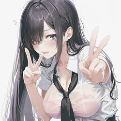 This is a pixiv picture whose title is なんかぎこちないピースしてる子✌✌.