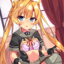 This is a pixiv picture whose title is パンツを見せてくれる阿武隈.
